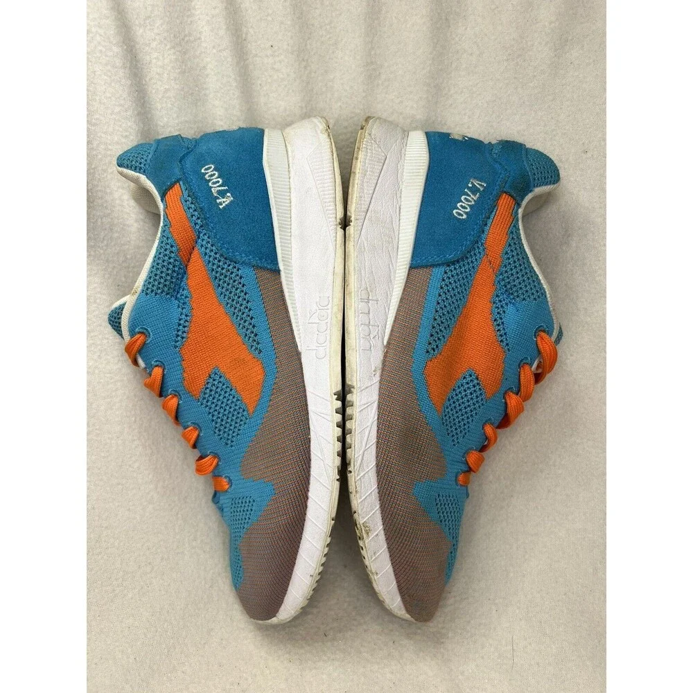 Diadora‎ V7000 Weave Sneakers Mens Size 7.5 Blue Orange Retro Runner Shoes